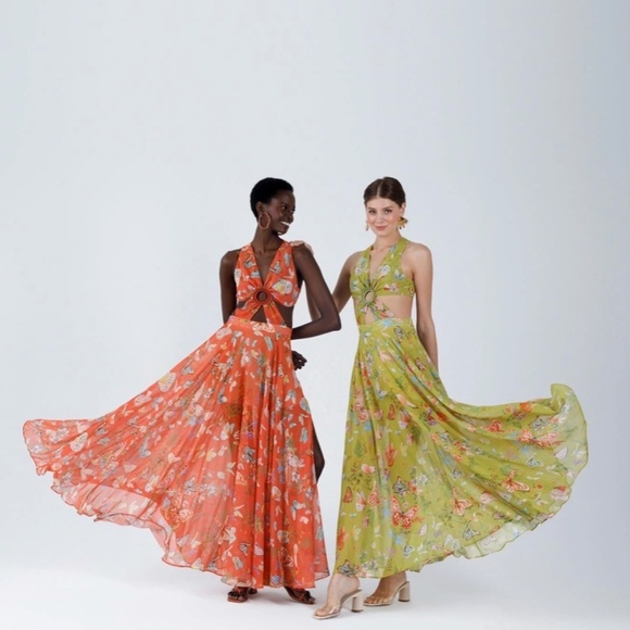 $595 MY BEACHY SIDE Begonia Cut-Out Dress in Gold Flame NWT Size Medium REVOLVE - Picture 5 of 5